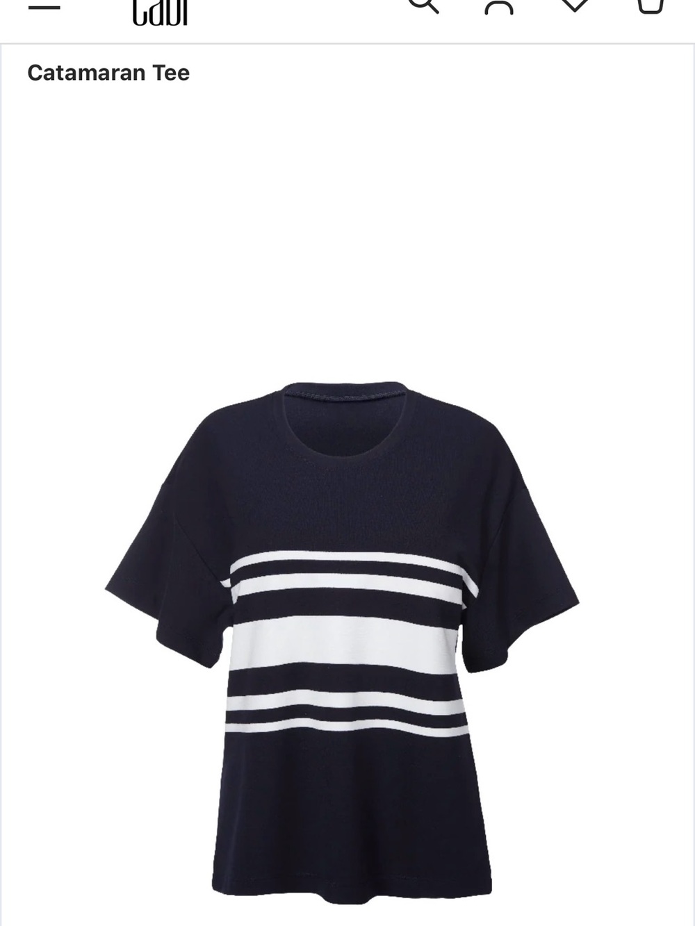 CAbi Navy & White Striped Women’s Crewneck Tee